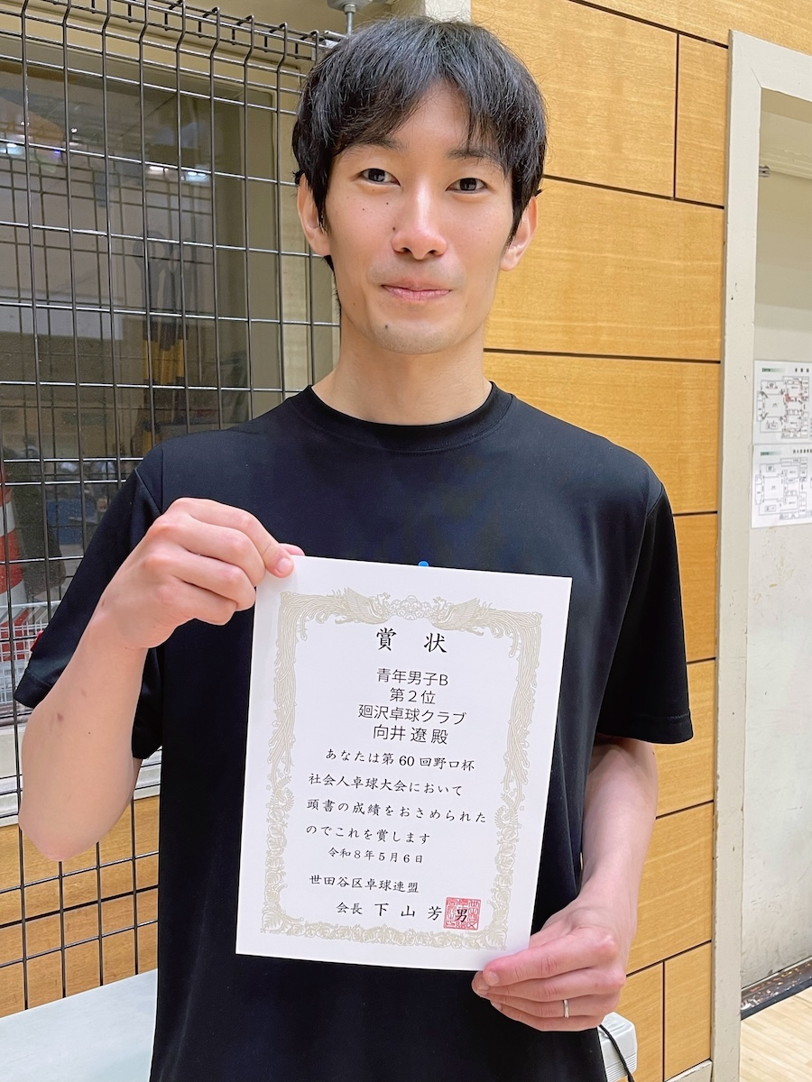 青年男子B第2位🥈向井遼